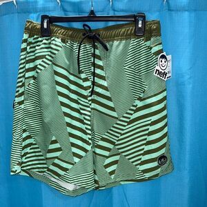 Neff board swim shorts green blue